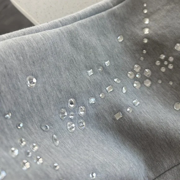 CYNTHIA ROWLEY Rhinestone Embellished Grey Sweatpants - Picture 8 of 15